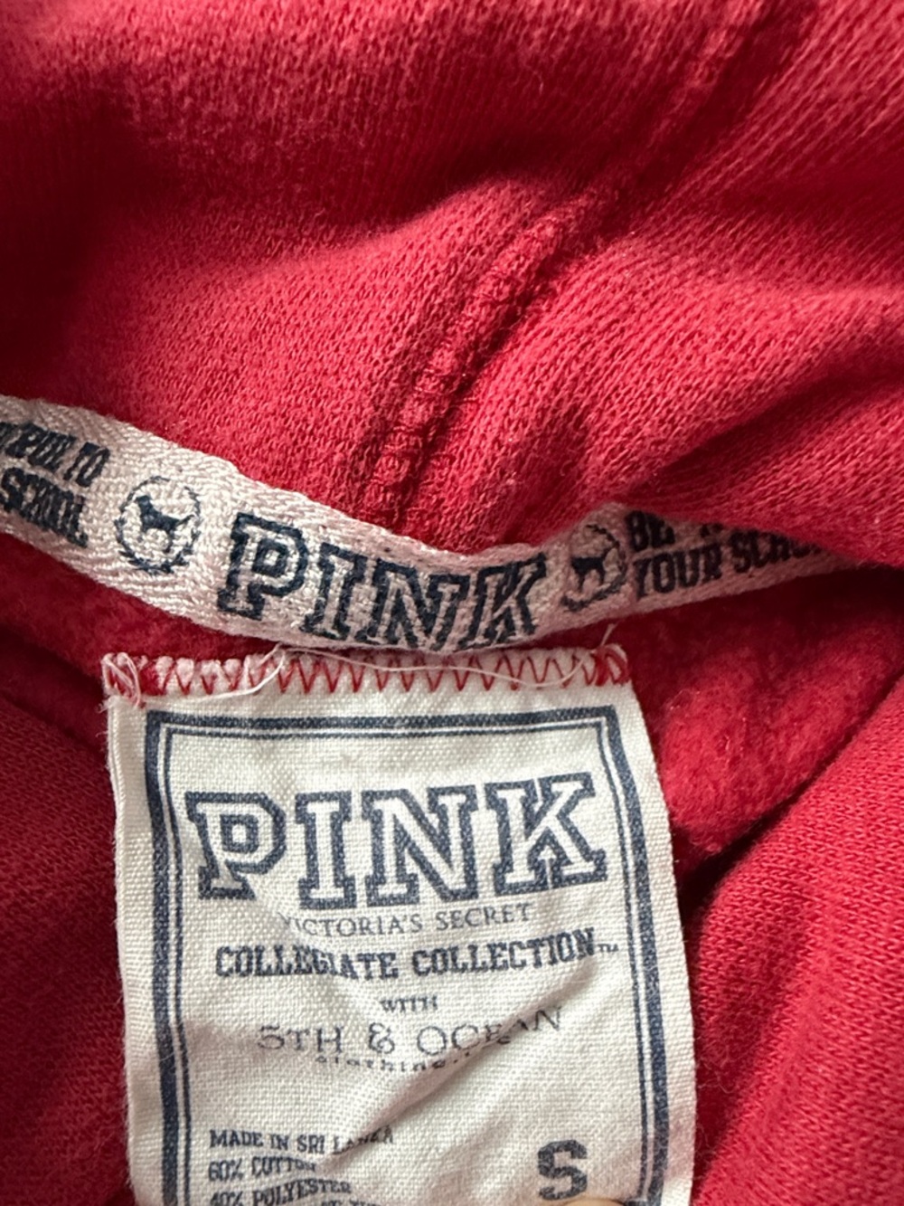 RARE- Discontinued Line— PINK Victoria's Secret Red Hooded Pullover USC - Picture 5 of 8
